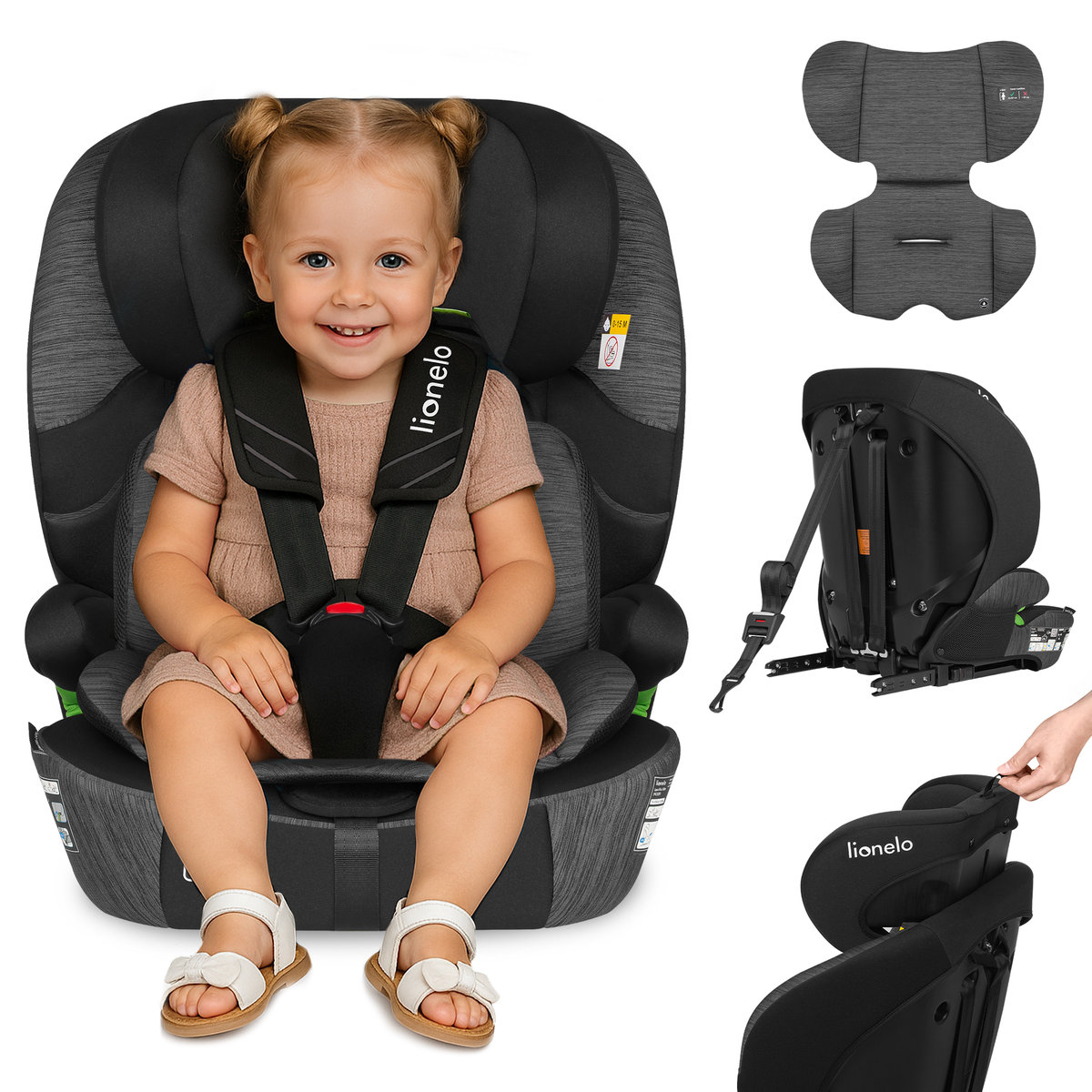 Fotelik samochodowy ISOFIX 76-150 cm 9-36 kg Lionelo LEVI FIX i-Size