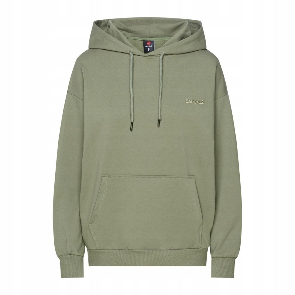 BLUZA damska CAMPUS kangurka dresowa z KAPTUREM bawełniana khaki XL