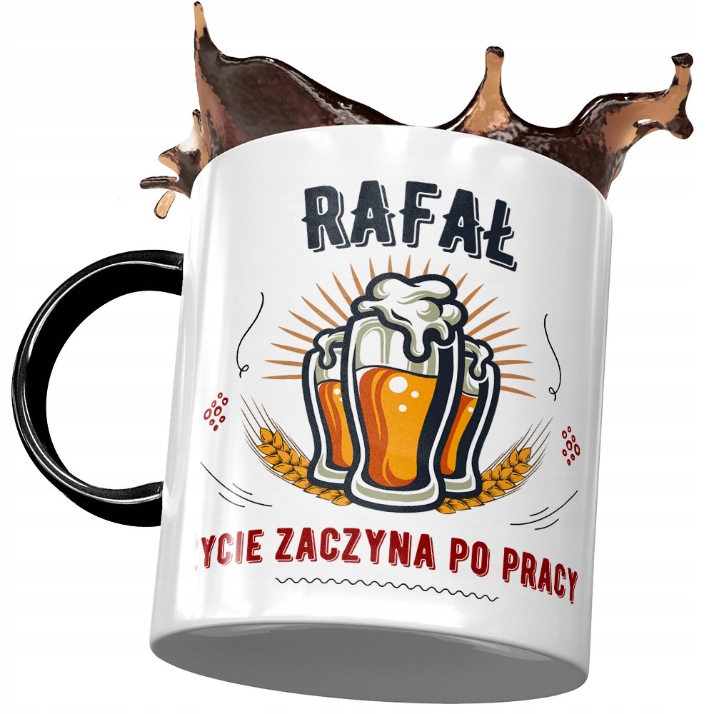 Kubek Czarny dla Rafała Kolegi na Prezent z Nadrukiem ze Zdjęciem + Opakowanie na prezent (wzór 04)