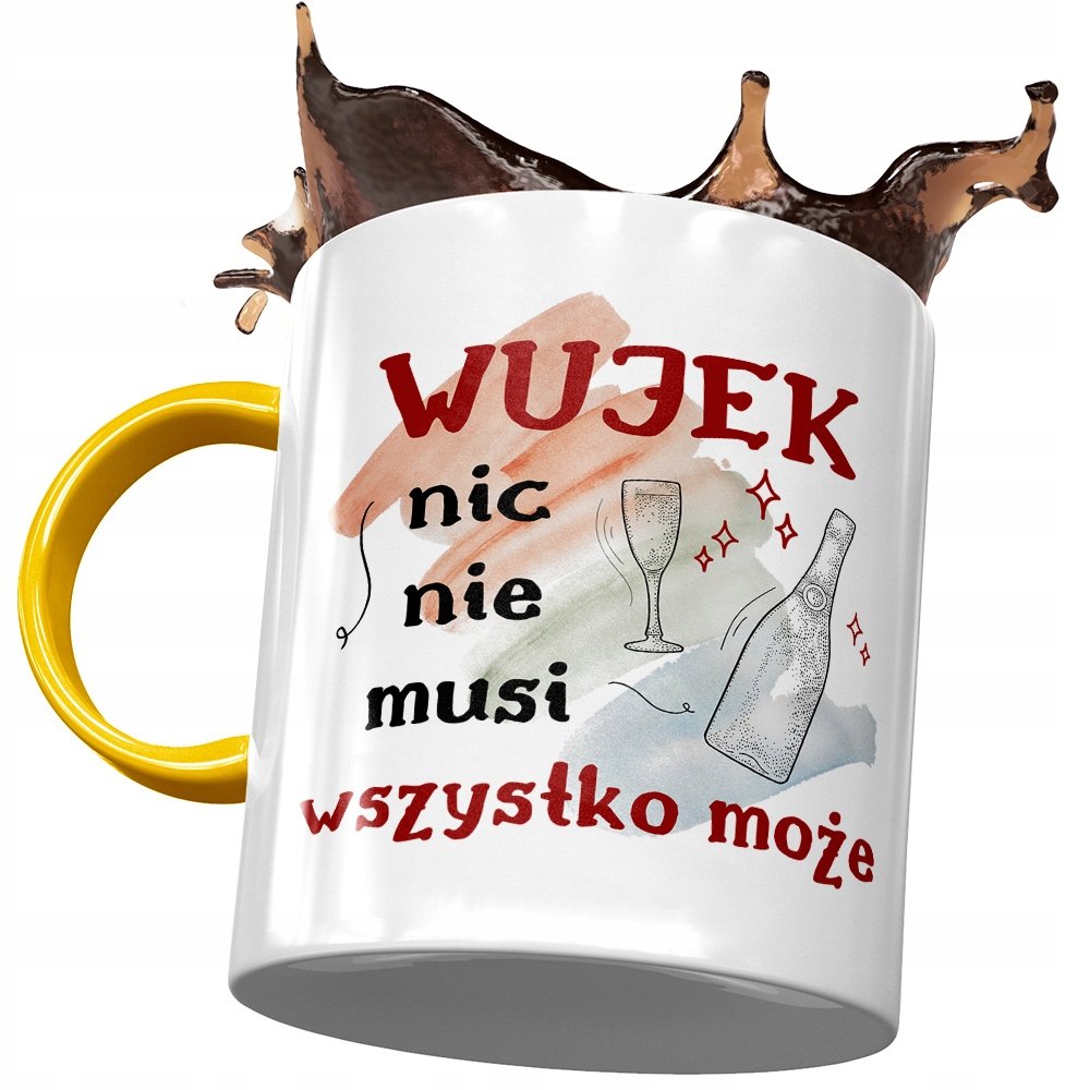 Kubek Żółty dla Wujka Wuja Wujaszka na Prezent z Nadrukiem ze Zdjęciem + Opakowanie na prezent (wzór 04)
