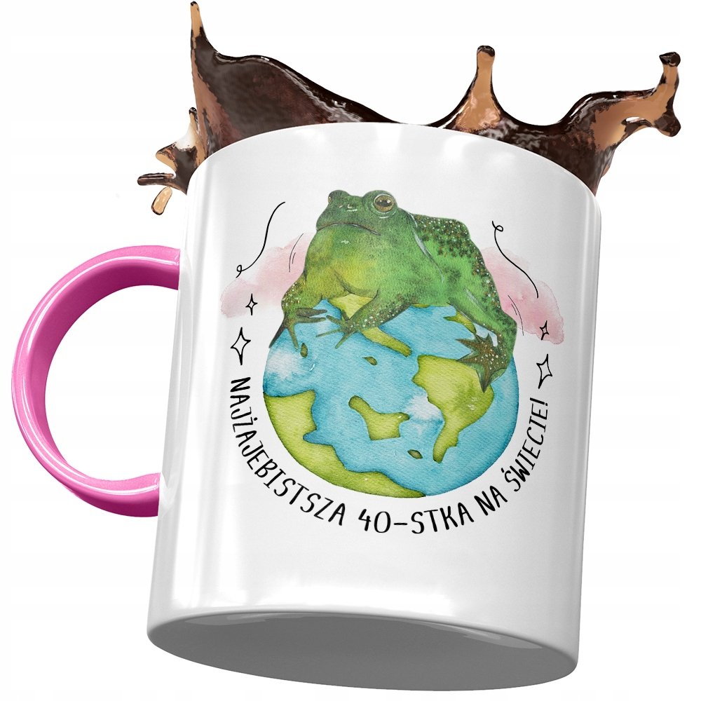 Kubek Różowy na Urodziny 40 40ste 40-ste Prezent z Nadrukiem ze Zdjęciem + Opakowanie na prezent (wzór 04)