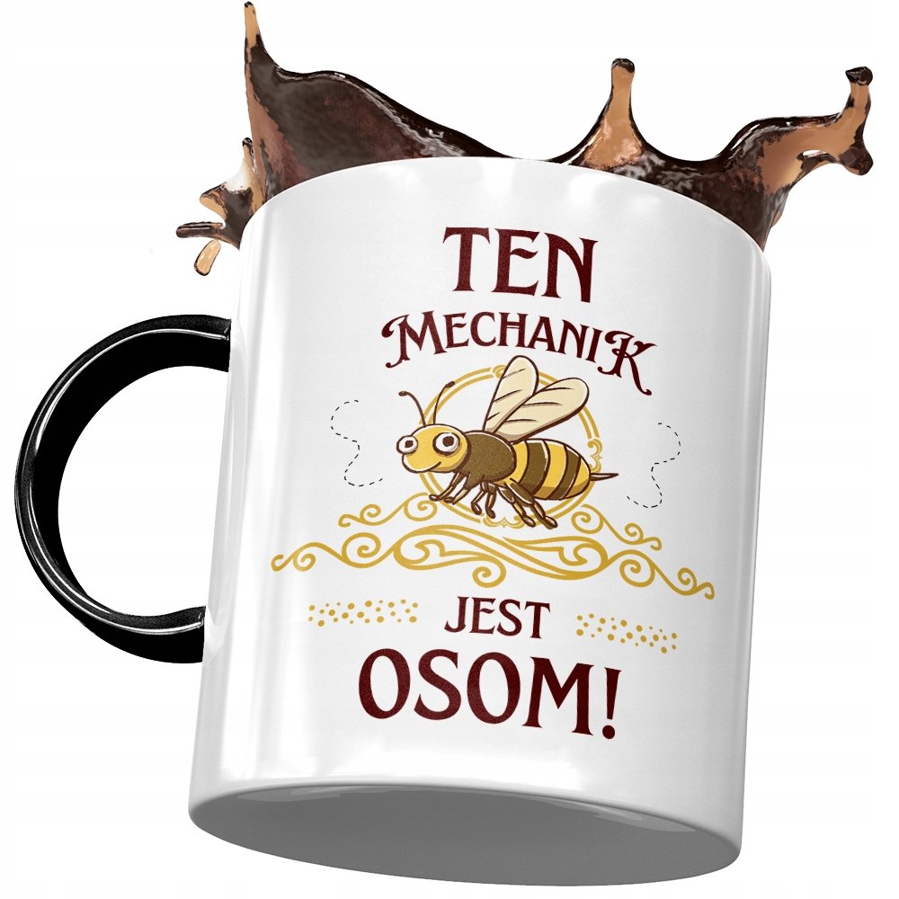 Kubek Czarny Mechanika Ten Mechanik Jest Osom z Nadrukiem ze Zdjęciem + Opakowanie na prezent (wzór 04)