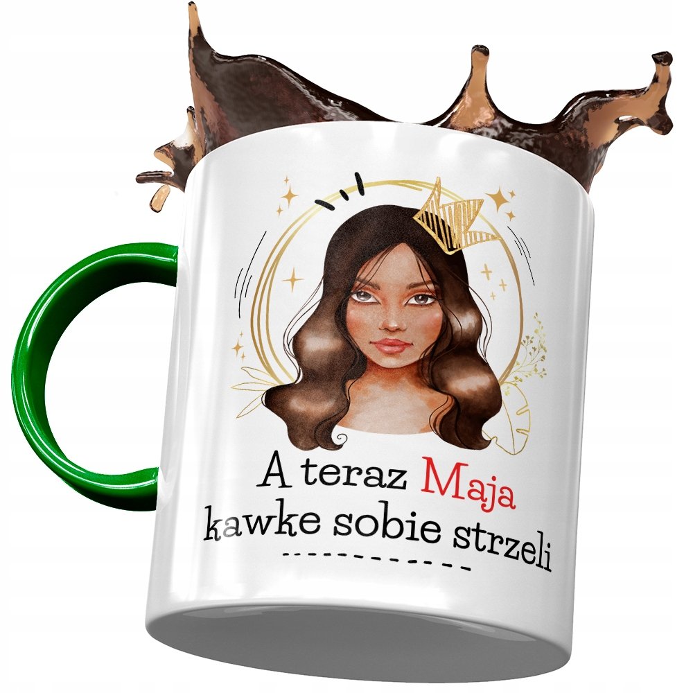 Kubek Zielony dla Mai Koleżanki Przyjaciółki Żony z Nadrukiem ze Zdjęciem + Opakowanie na prezent (wzór 04)