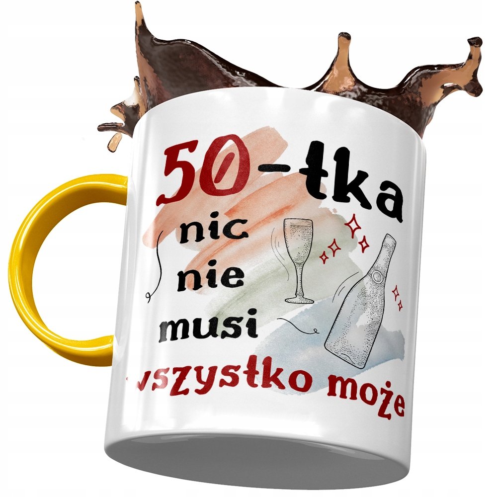 Kubek Żółty na Urodziny 50 50te 50-te na Prezent z Nadrukiem ze Zdjęciem + Opakowanie na prezent (wzór 04)