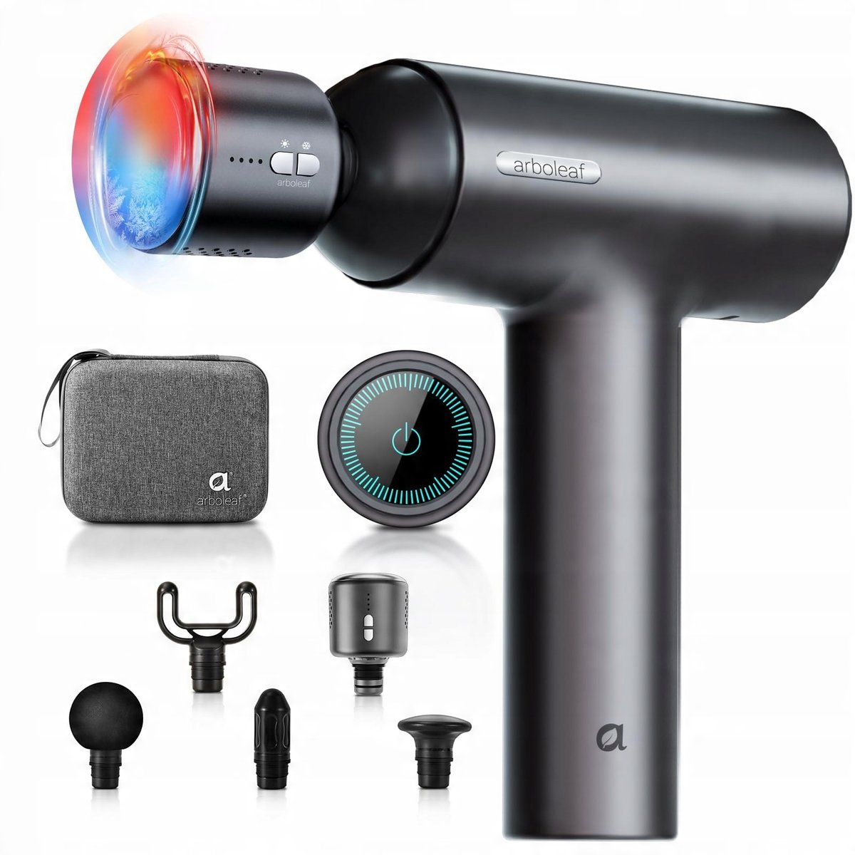 Pistolet Do Masażu Głębokiego Z Funkcją Ciepła i Zimna 6 Prędkości 5 Główek