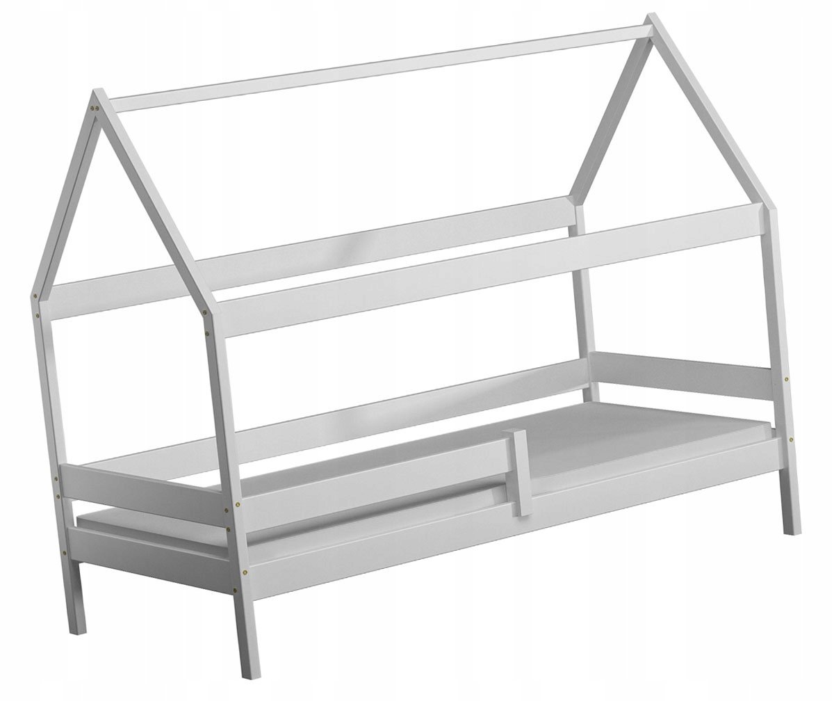 ŁÓŻKO DZIECIĘCE DOMEK BARIERKA MATERAC 160X80 BIEL