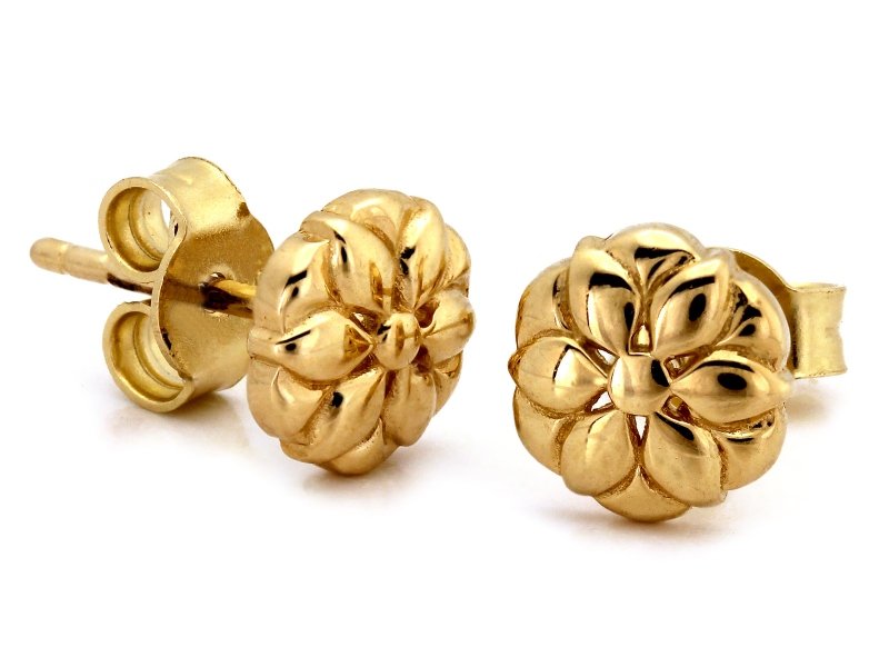 Kolczyki złote 585 kwiatuszki na sztyfcie