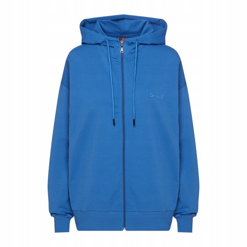 BLUZA damska CAMPUS oversize dresowa ROZPINANA z KAPTUREM niebieska M