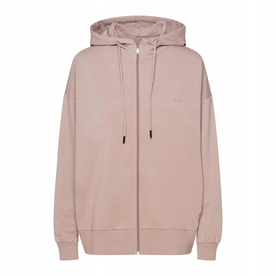BLUZA damska CAMPUS oversize dresowa ROZPINANA z KAPTUREM beżowa M