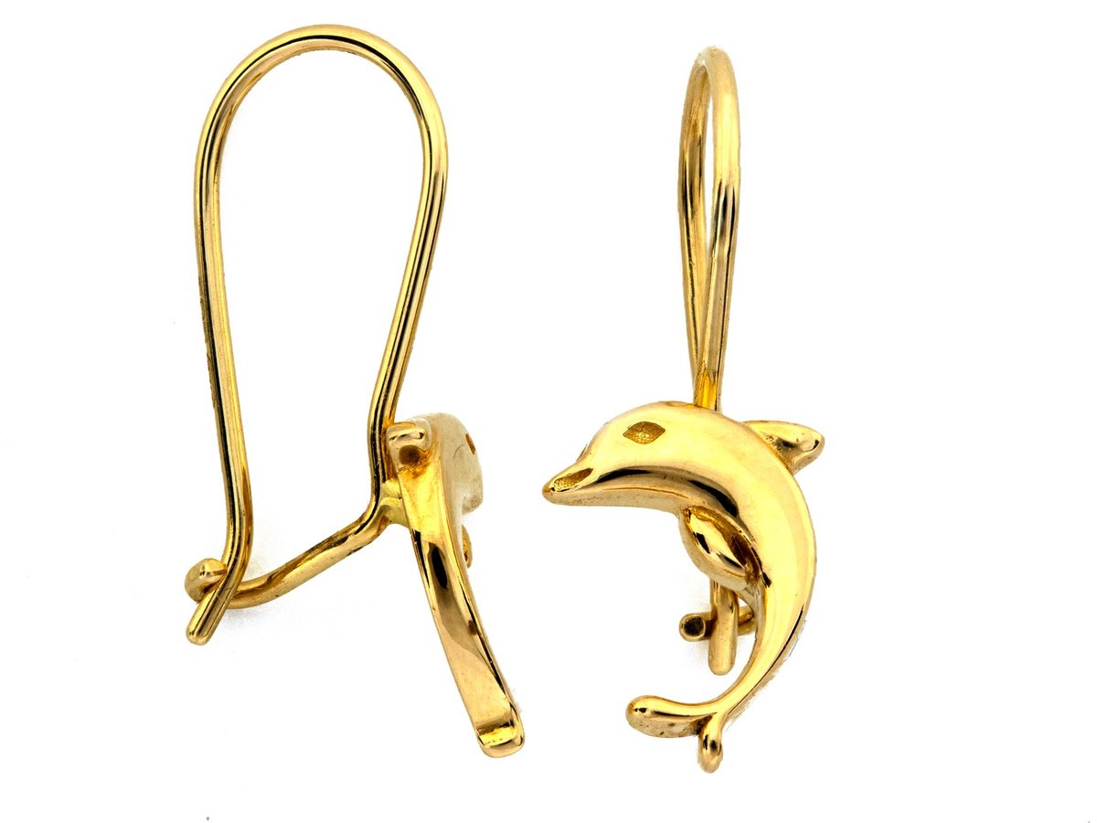 Kolczyki złote 585 delfinki na biglu
