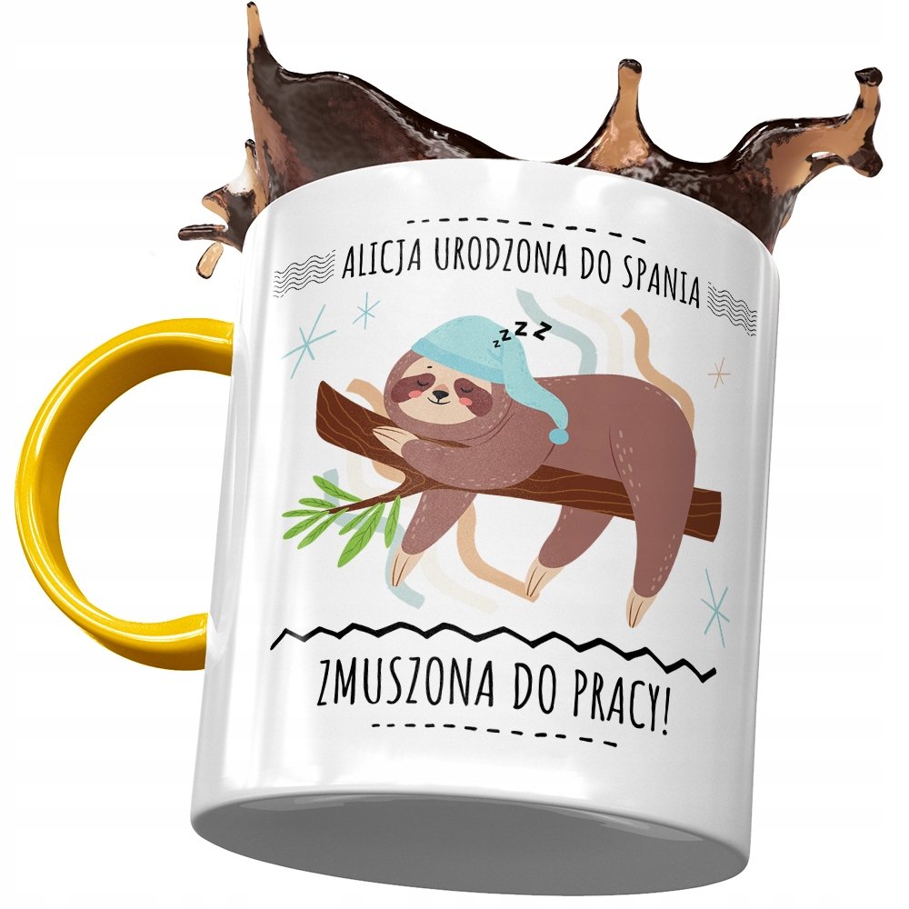 Kubek Żółty Dla Alicji Koleżanki Przyjaciółki Żony z Nadrukiem ze Zdjęciem + Opakowanie na prezent (wzór 02)