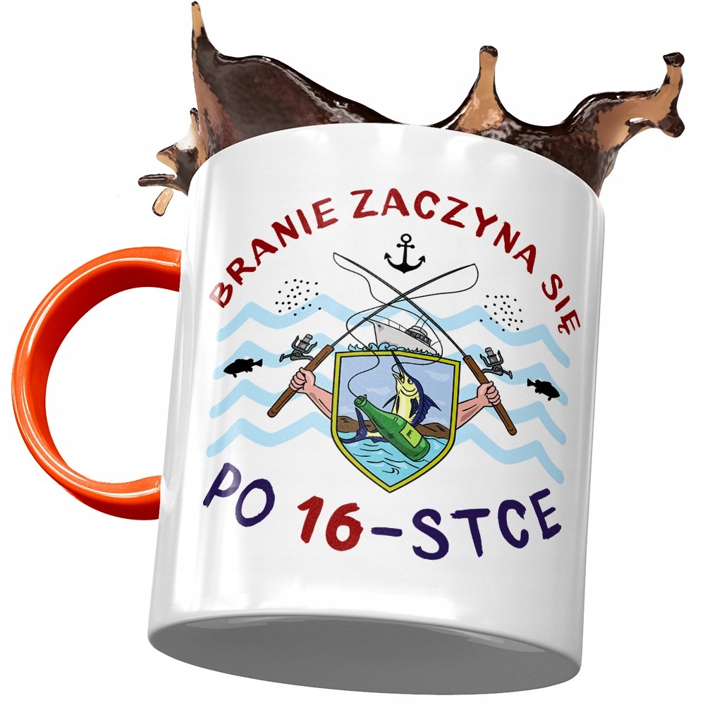 Kubek Pomarańczowy na Urodziny 16 16ste 16-ste z Nadrukiem ze Zdjęciem + Opakowanie na prezent (wzór 04)