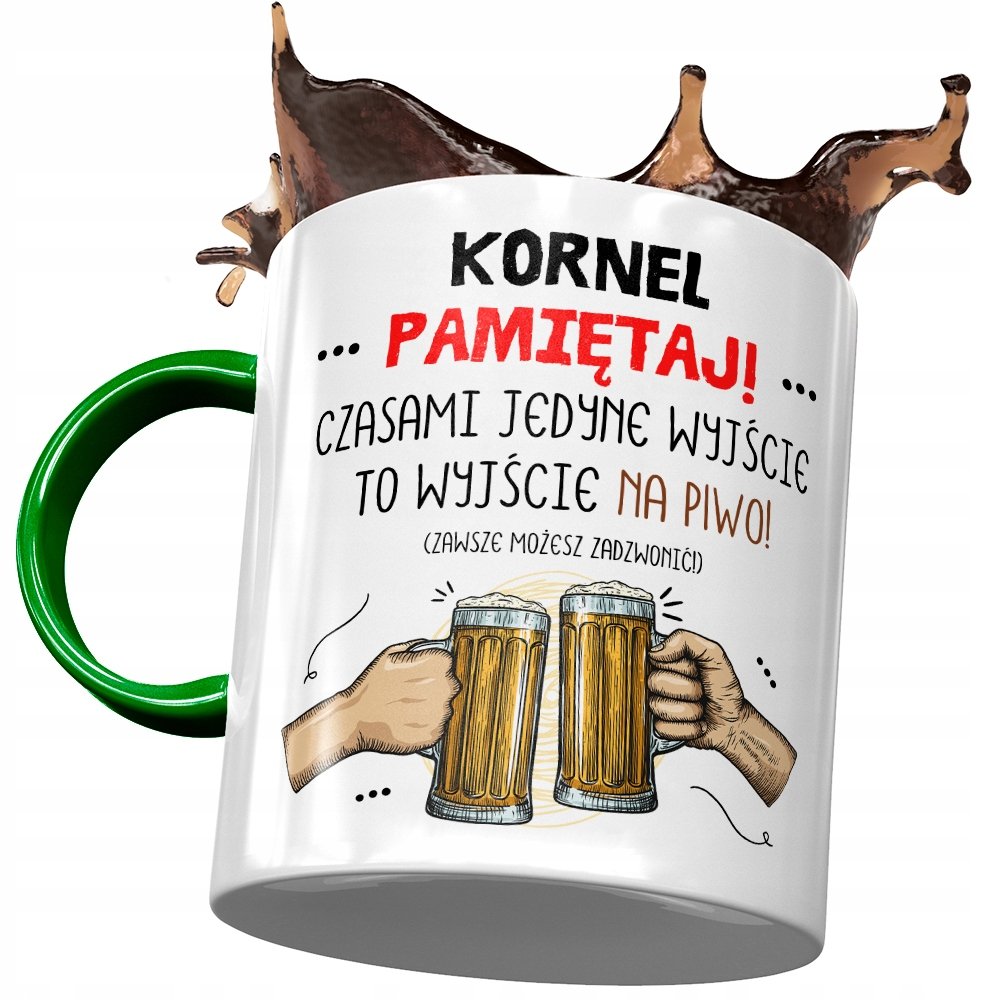 Kubek Zielony dla Kornela Kolegi na Prezent z Nadrukiem ze Zdjęciem + Opakowanie na prezent (wzór 04)