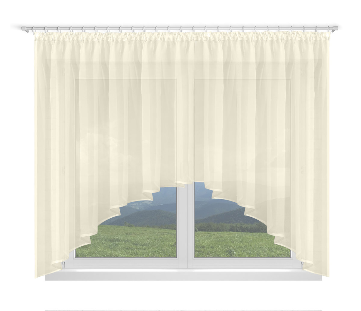 FIRANA GOTOWA 300X110, ŁUK,WOAL ECRU, LAMÓWKA