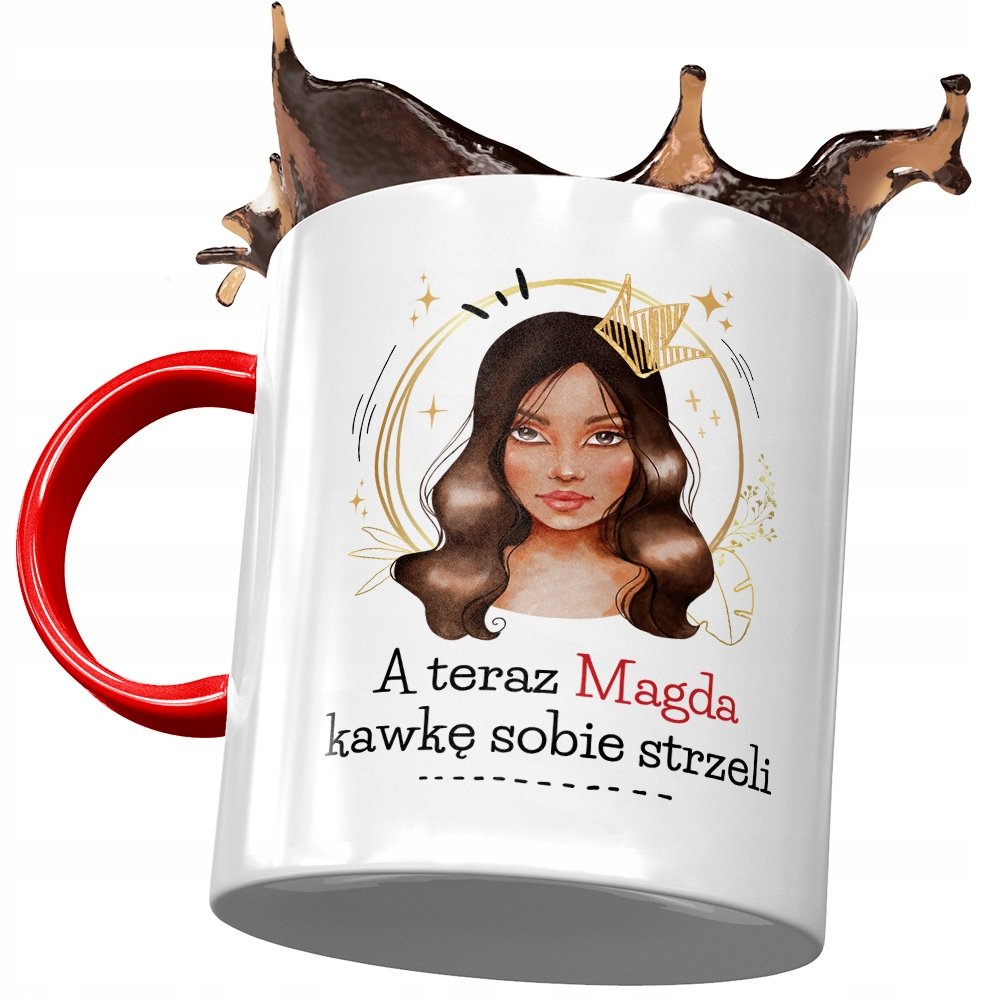 Kubek Czerwony Dla Magdy Magdaleny Na Prezent z Nadrukiem ze Zdjęciem + Opakowanie na prezent (wzór 04)