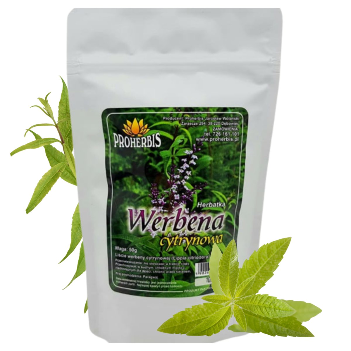 Werbena cytrynowa liść 50g – susz ziołowy, na relaks i trawienie