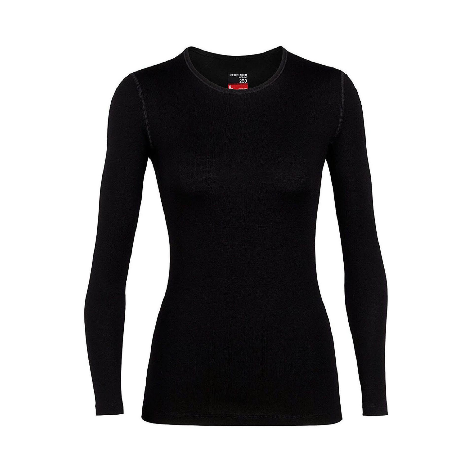Icebreaker 260 Tech Ls Crewe Base Layers damskie, czarny, m