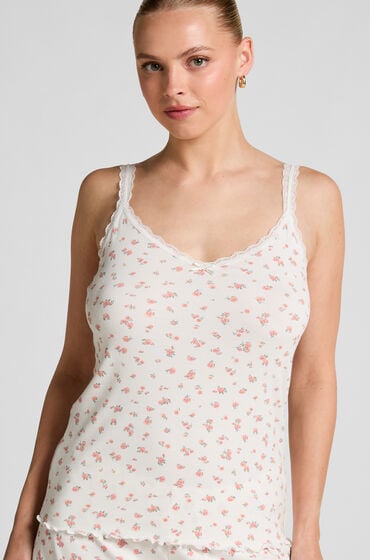 Hunkemöller Prążkowana koszulka na ramiączkach Biały