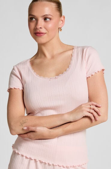 Hunkemöller Ażurowy top z koronką Różowy
