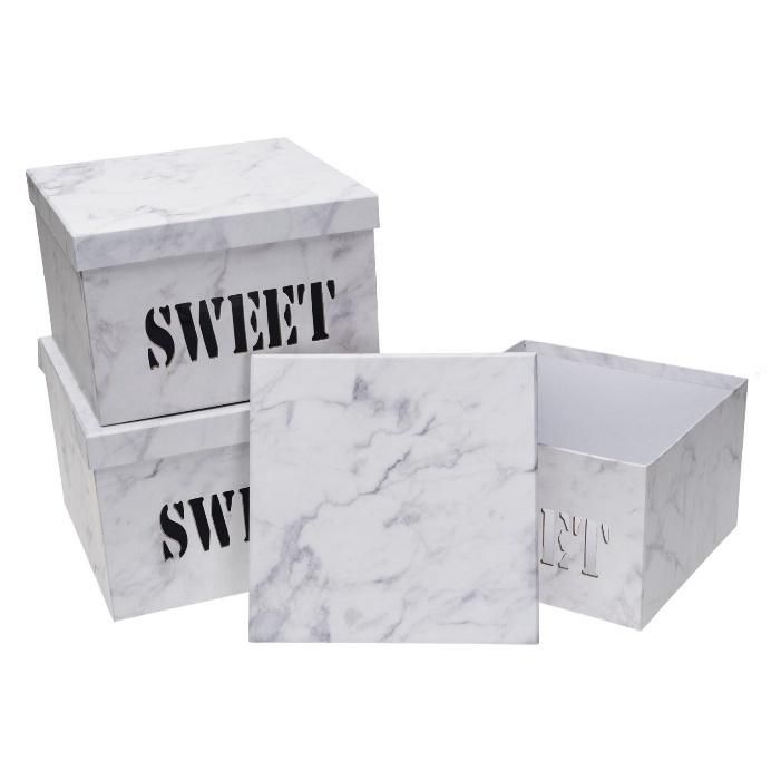 Pudełko Flower Box 3szt Sweet biały Rozette
