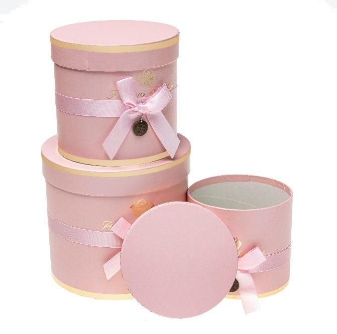 Pudełko Flower Box z kokardą 3szt różowy Rozette