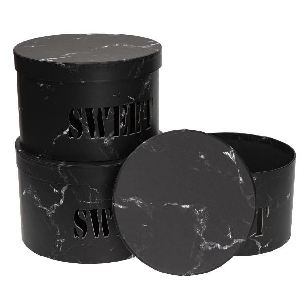 Pudełko Flower Box 3szt Sweet czarny Rozette