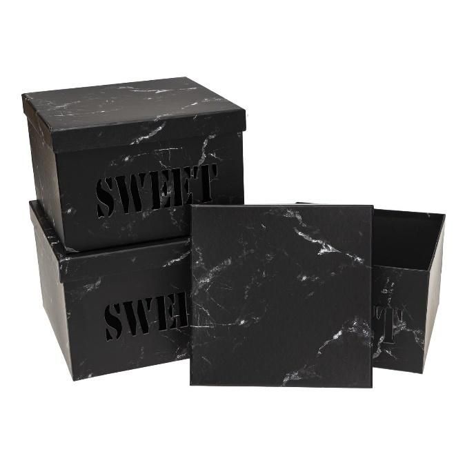 Pudełko Flower Box 3szt Sweet czarny Rozette