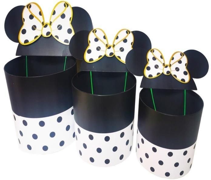 Pudełko Flower Box 3szt okrągłe Micky białe Rozett