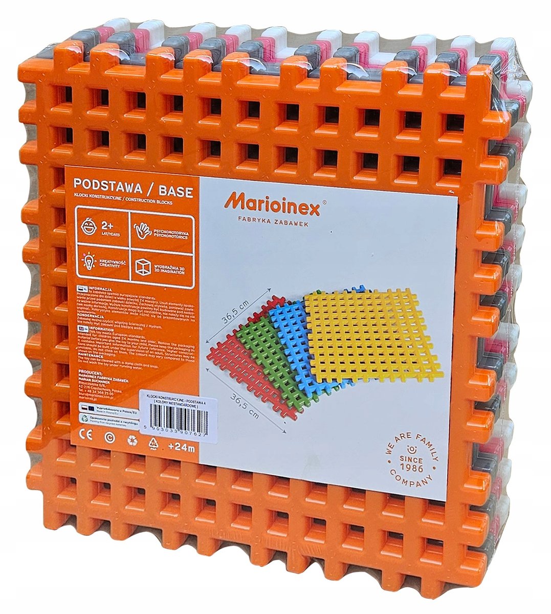 Klocki Marioinex Waffle Podstawki konstrukcyjne 4 szt 36,5x36,5 Nowe Kolory