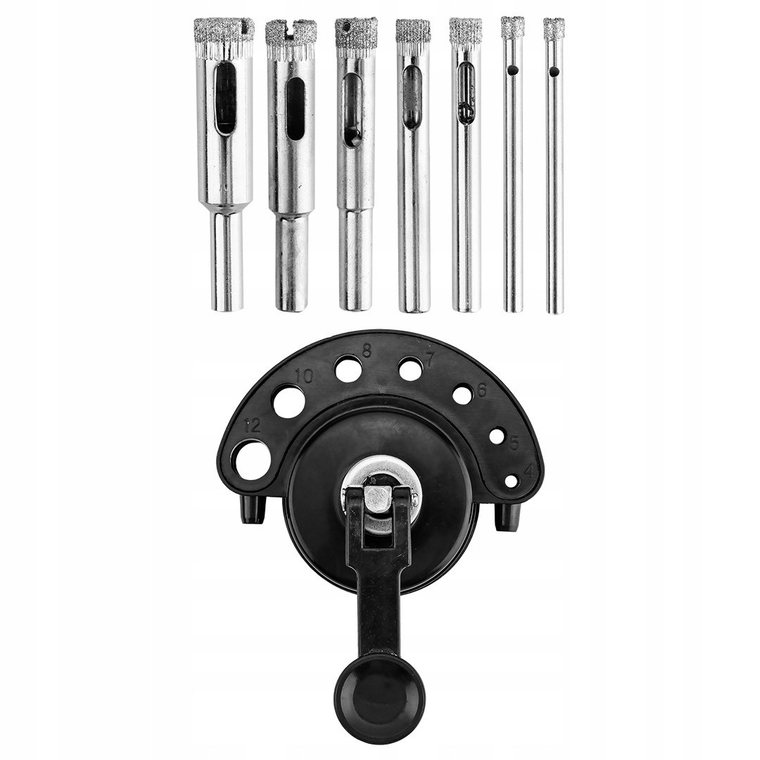 Wiertła diamentowe 4-12mm z prowadnicą 8szt do ceramiki gresu szkła płytek