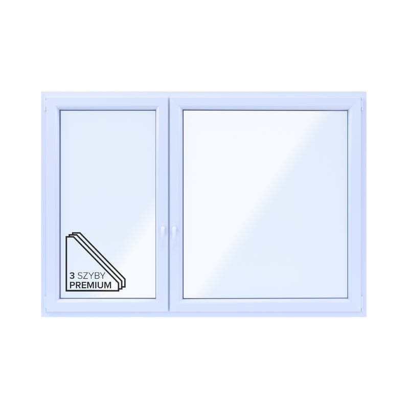 Okno PCV 3-szybowe fasadowe 85/O39 białe 2065x1435 mm otwierane do wewnątrz lewe Witraż