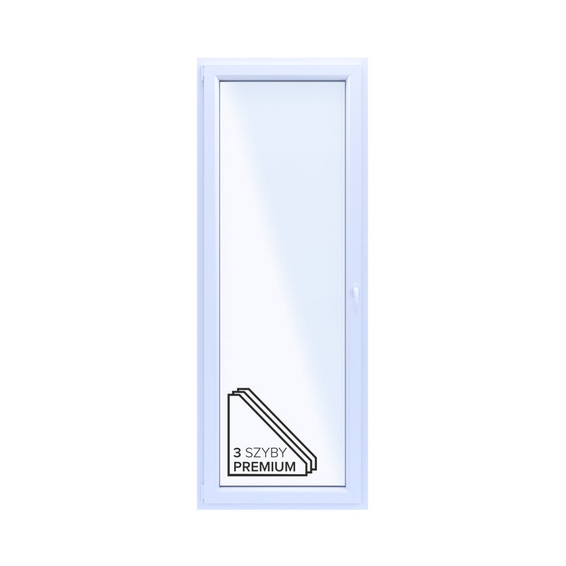 Okno PCV 3-szybowe balkonowe 85/OB8 białe 865x2295 mm otwierane do wewnątrz lewe Witraż