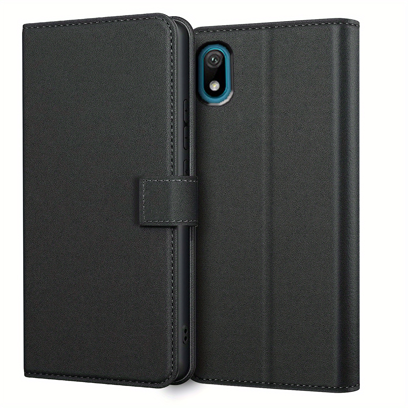 TEMU Etui na telefon: dla Y5P Y6 Y6s Y6P Prime 2018 2019 Etui z podstawką Czarna skóra PU Miejsce na karty Czarny portfel Flip Ochronne etui na