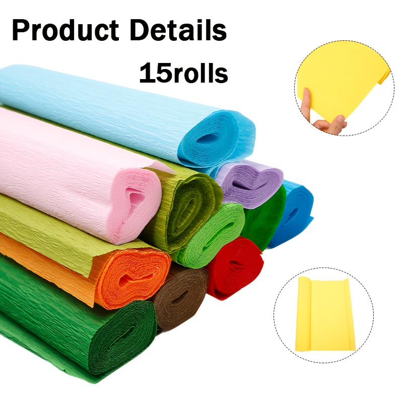 TEMU 15 Rolki Papieru Krepowego do Symulacji Bukietów DIY, Ręcznie Robione Materiały do Kwiatów, Papier Różany, Materiały do Dekoracji Ślubnych i