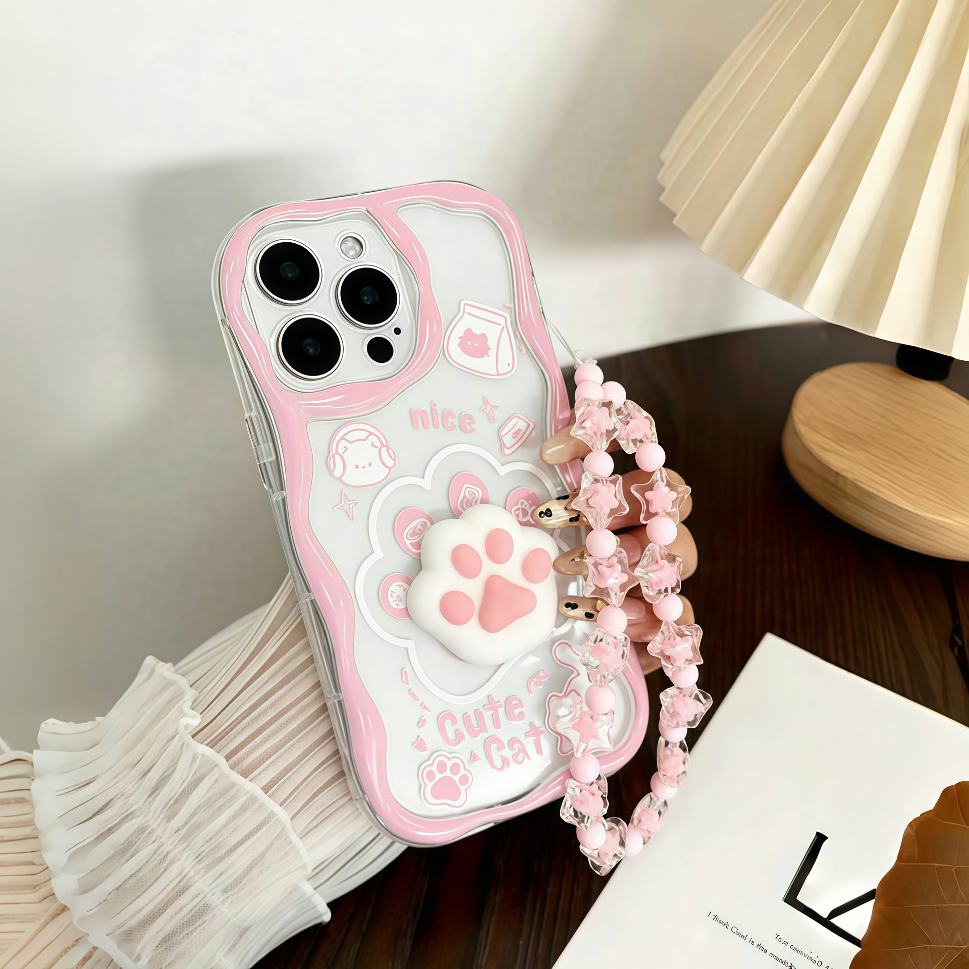 TEMU Urocze i unikalne! Etui na telefon z nadrukiem kociej łapki, niezbędny uroczy element w kolorze różowym, zawiera pasek i jest kompatybilne z for