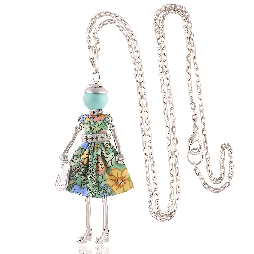 TEMU Francuski Wiejski Naszyjnik Boho dla Kobiet - Urocza Zawieszka z Cynkowego Stopu z ﾅｻywym Wzorem Kwiatowym, SﾅＰdki Kapryﾅ嬾y Styl na ﾅ嗟uby,