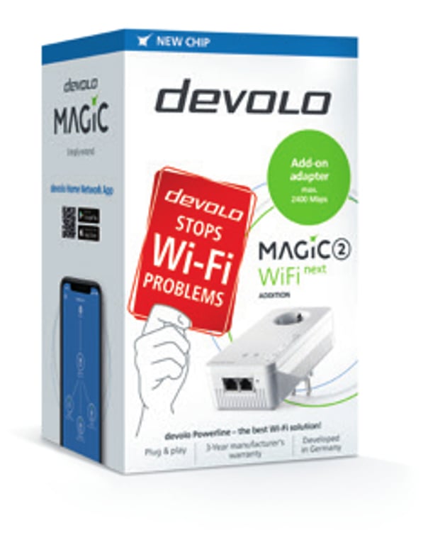 Devolo Magic 2 Wifi next Single 1200 Mbit/s Przewodowa sieć LAN Wi-Fi Biały 1 szt. 08610-NL