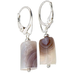 Piękne Kolczyki Agat Botswana Srebro