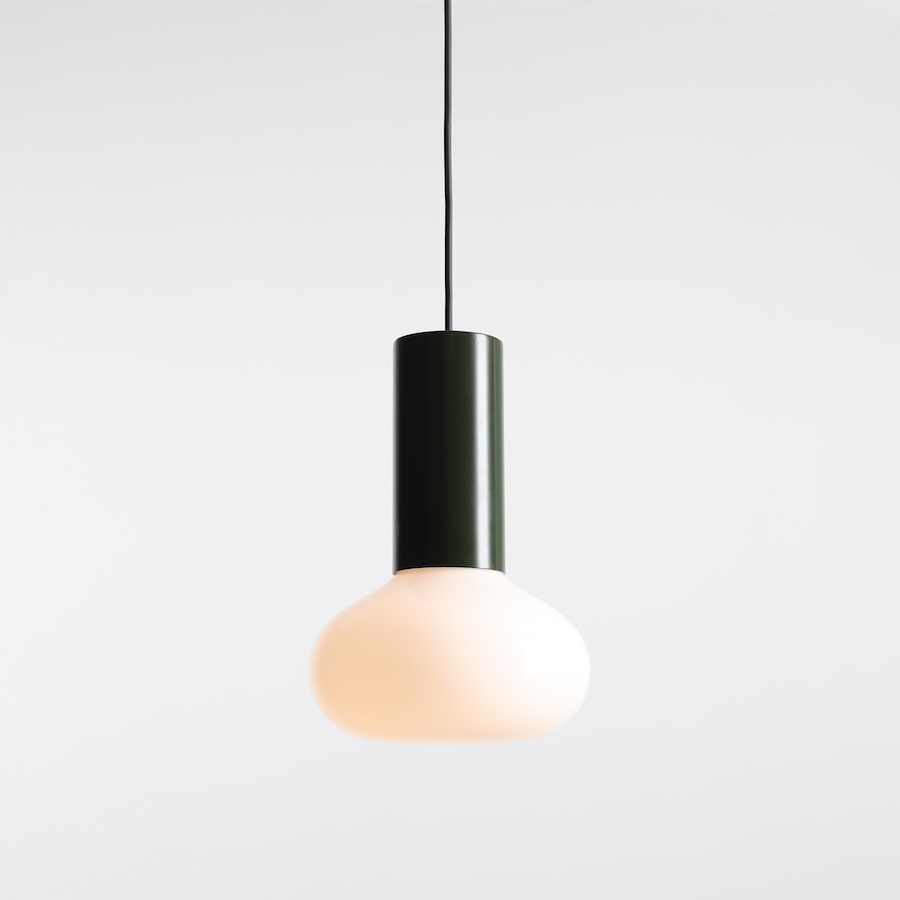 Lampa wisząca Flo zielona z białym szklanym kloszem E14