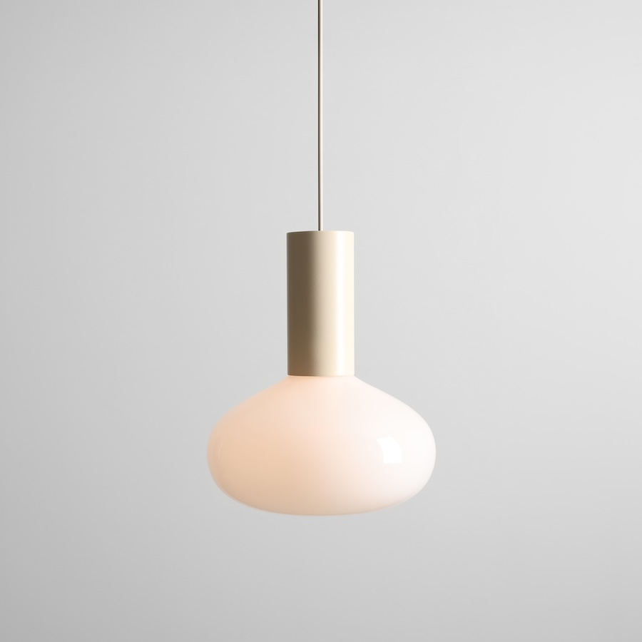 Lampa wisząca Flo Cream 26 – kremowy szklany klosz E14, design Sedno Studio