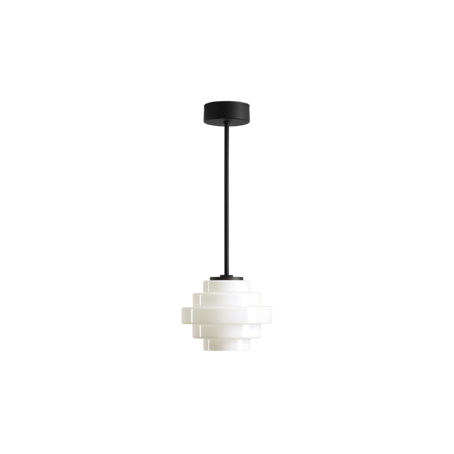 Lampa wisząca Filo Milky S z kloszem schodkowym i sztycą 30 cm