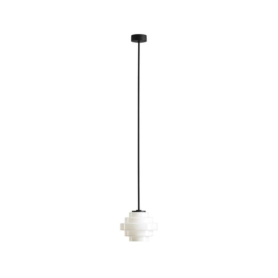 Lampa wisząca Filo Milky L – biały szklany klosz kaskadowy na czarnej sztycy 90 cm
