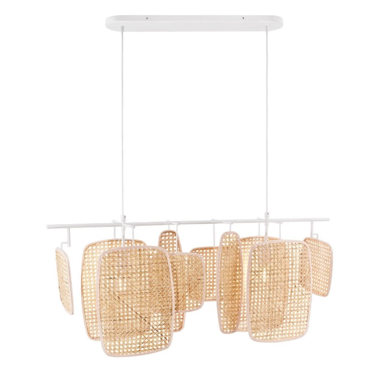 Wyprzedaż! Stylowa podłużna lampa wisząca Boho Bali z rattanowym kloszem