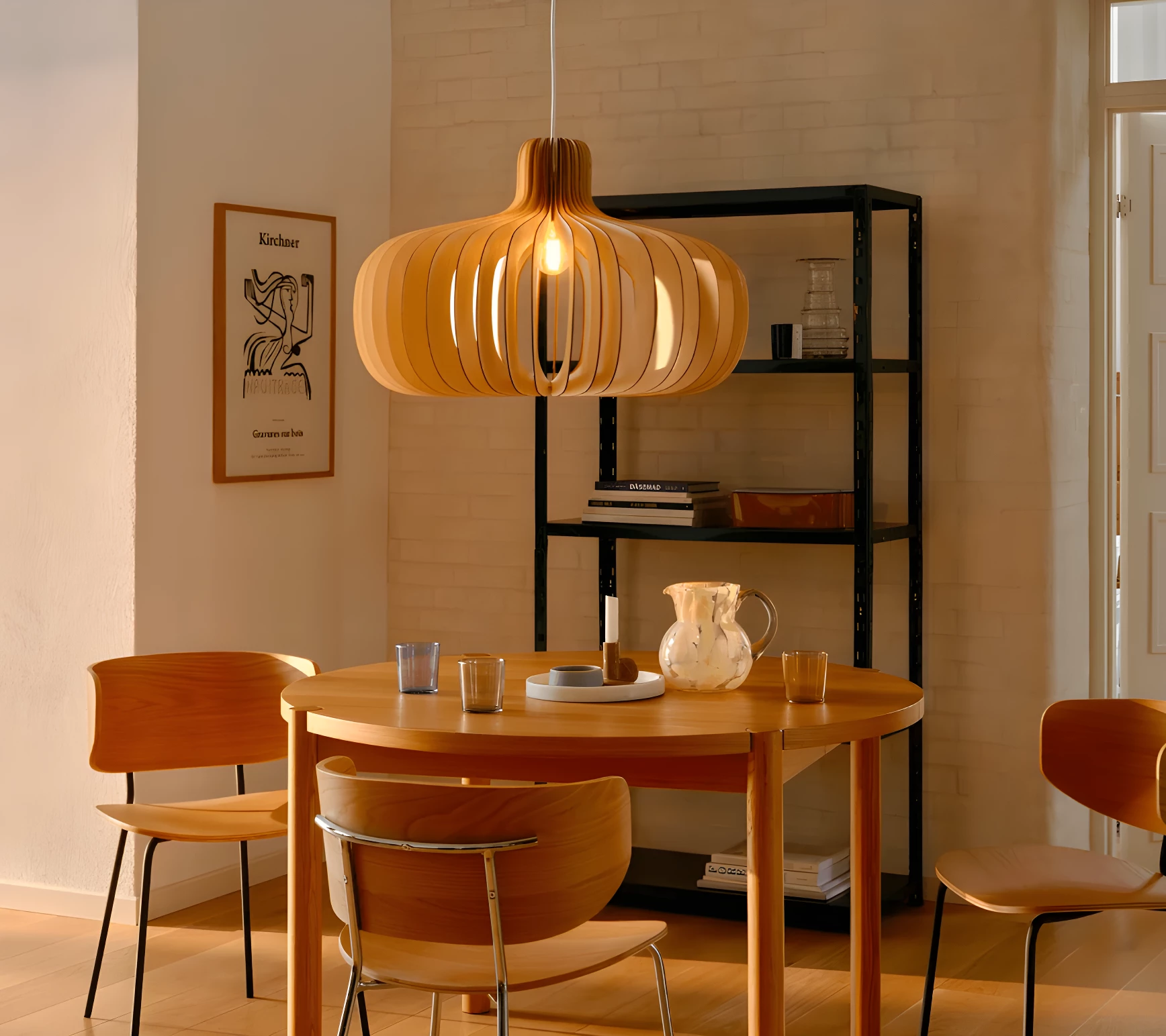 Wisząca lampa Hazo 65 cm z drewna w stylu skandynawskim