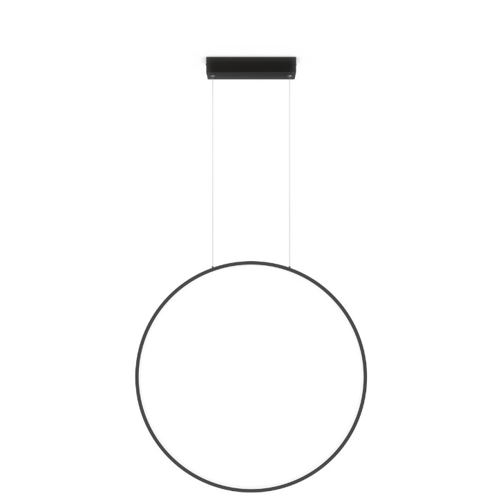 Czarna wisząca lampa Mirror o średnicy 60 cm, z wbudowanym oświetleniem LED i klasą szczelności IP44