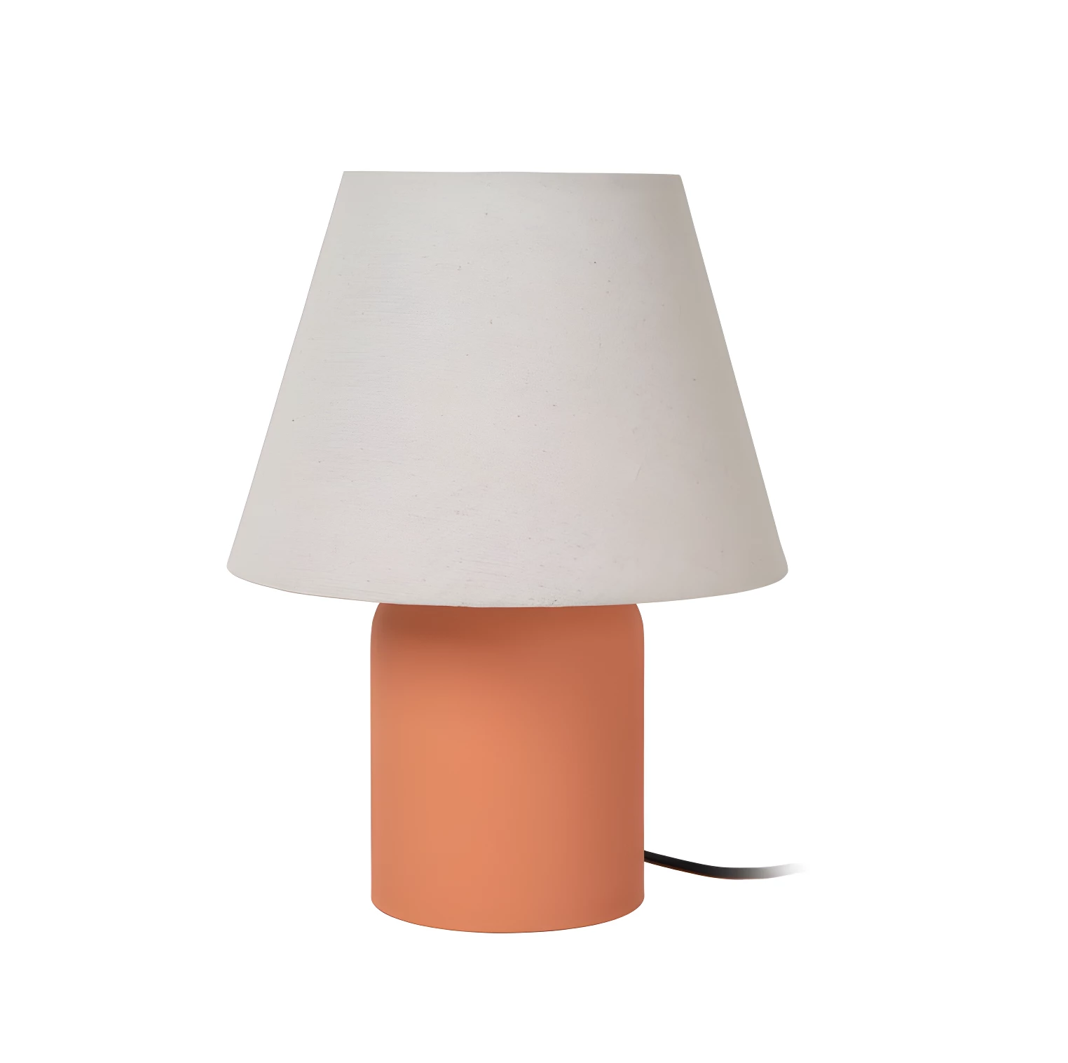 Lampa stołowa Macia w odcieniu terrakoty z lnianym abażurem – idealna do stworzenia przytulnego klimatu