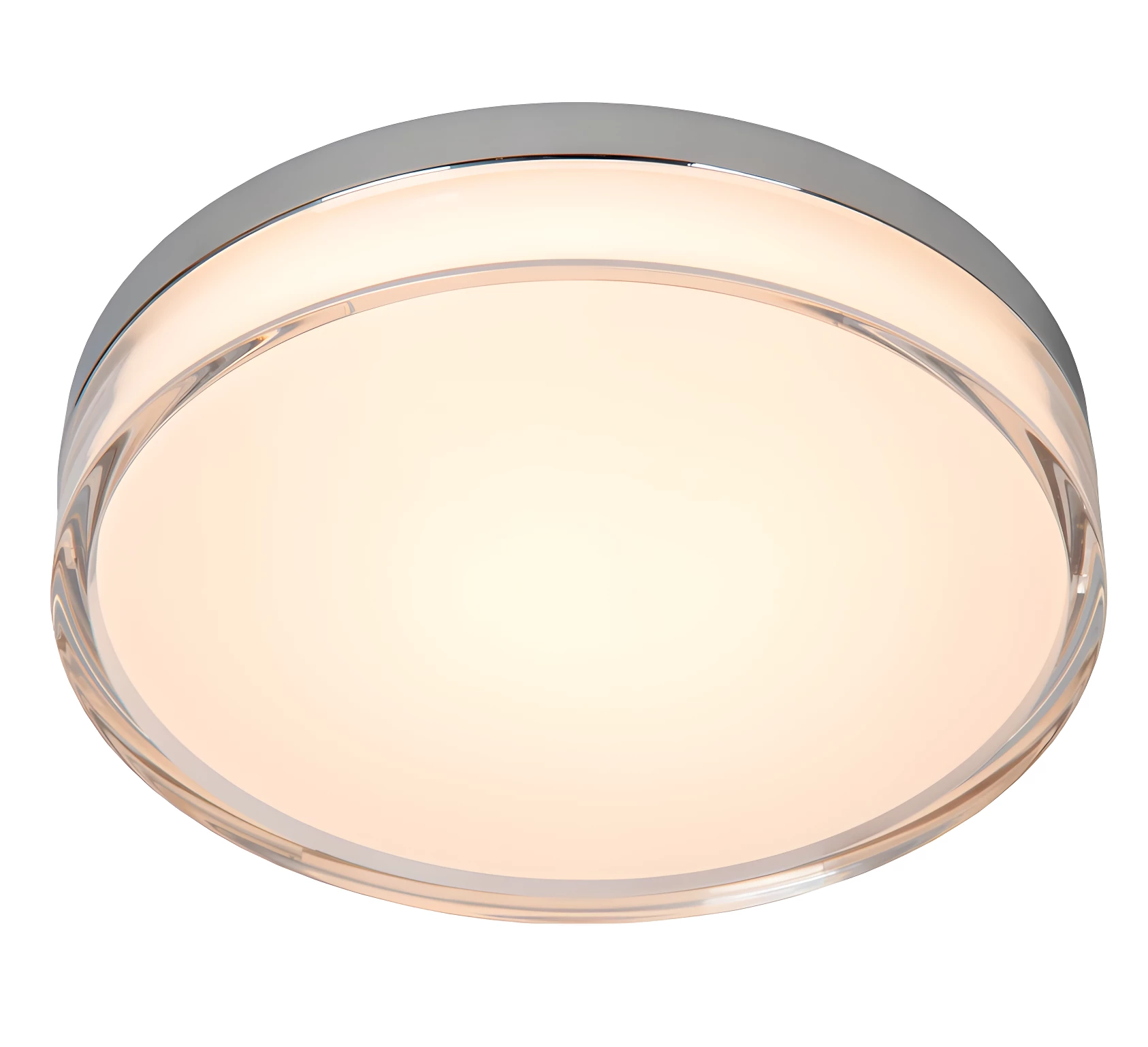 Lampa LED Plano 28 w kolorze srebrnym z przeźroczystym kloszem akrylowym do łazienki IP44