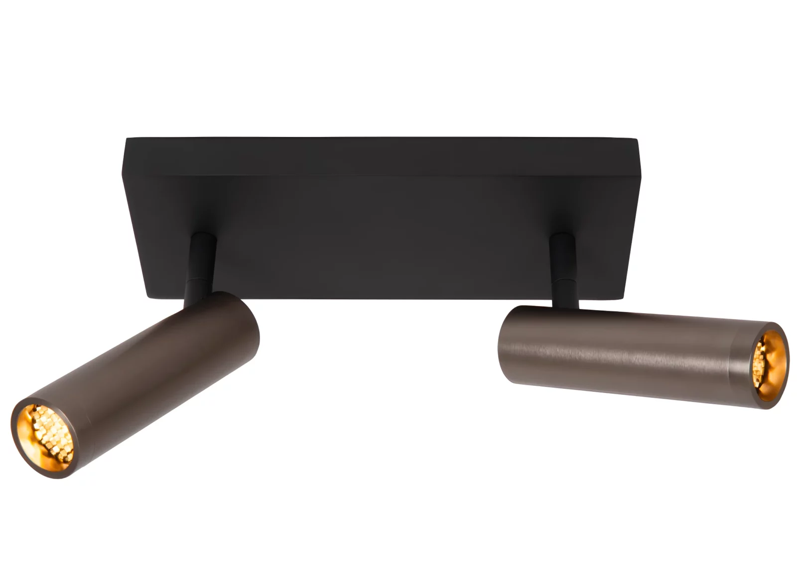 Reflektor Grado z dwiema brązowymi tubami na czarnej podstawie