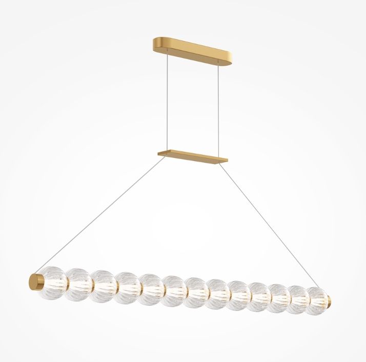 Lampa wisząca LED Amulet złota z kulami szklanymi