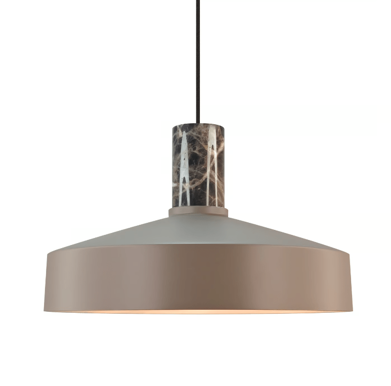 Elegancka jasnobrązowa lampa wisząca Elvas 38 z marmurowym zdobieniem